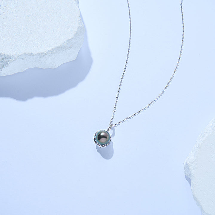 18K Solid Gold Exceptional Saltwater Tahitian Pearl Necklace KN00311 - PEARLY LUSTRE