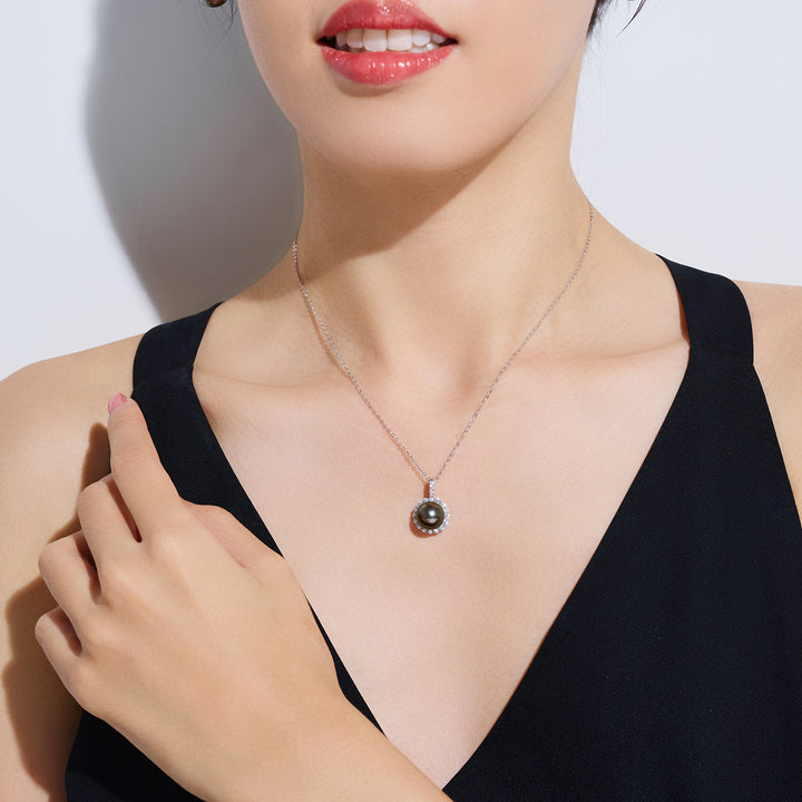 18K Solid Gold Exceptional Saltwater Tahitian Pearl Necklace KN00311 - PEARLY LUSTRE