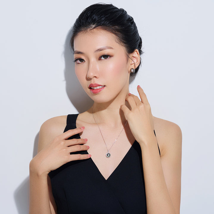 18K Solid Gold Exceptional Saltwater Tahitian Pearl Necklace KN00311 - PEARLY LUSTRE