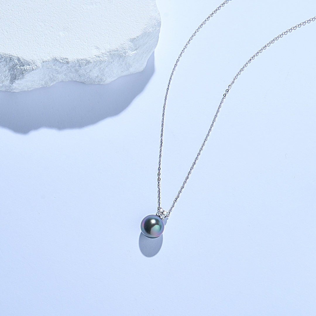 18K Solid Gold Exceptional Saltwater Tahitian Pearl Necklace KN00314 - PEARLY LUSTRE