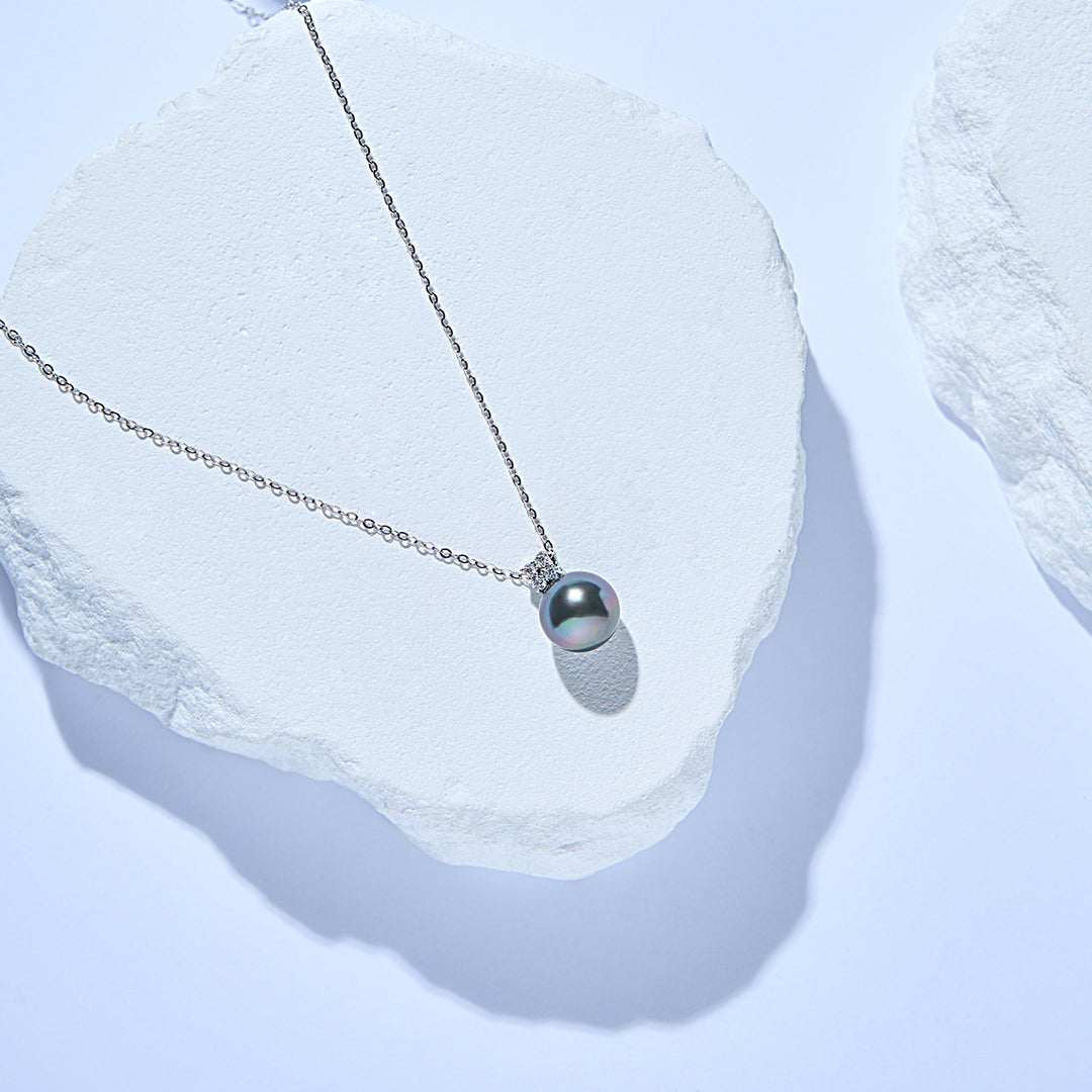 18K Solid Gold Exceptional Saltwater Tahitian Pearl Necklace KN00314 - PEARLY LUSTRE