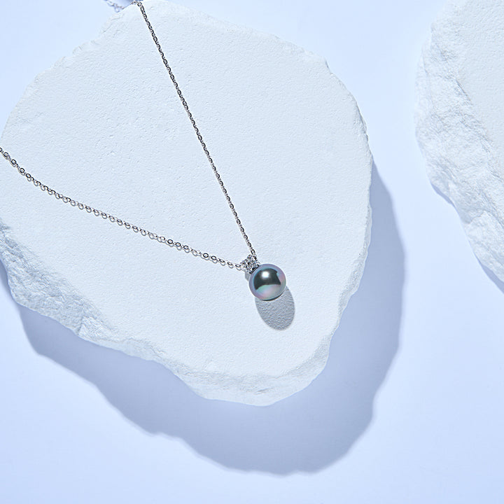 18K Solid Gold Exceptional Saltwater Tahitian Pearl Necklace KN00314 - PEARLY LUSTRE