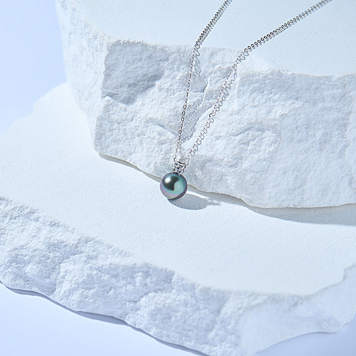 18K Solid Gold Exceptional Saltwater Tahitian Pearl Necklace KN00314 - PEARLY LUSTRE