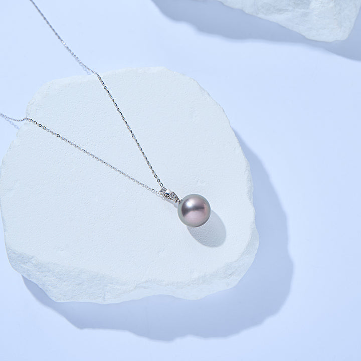 18K Solid Gold Saltwater Tahitian Pearl Necklace KN00320 - PEARLY LUSTRE