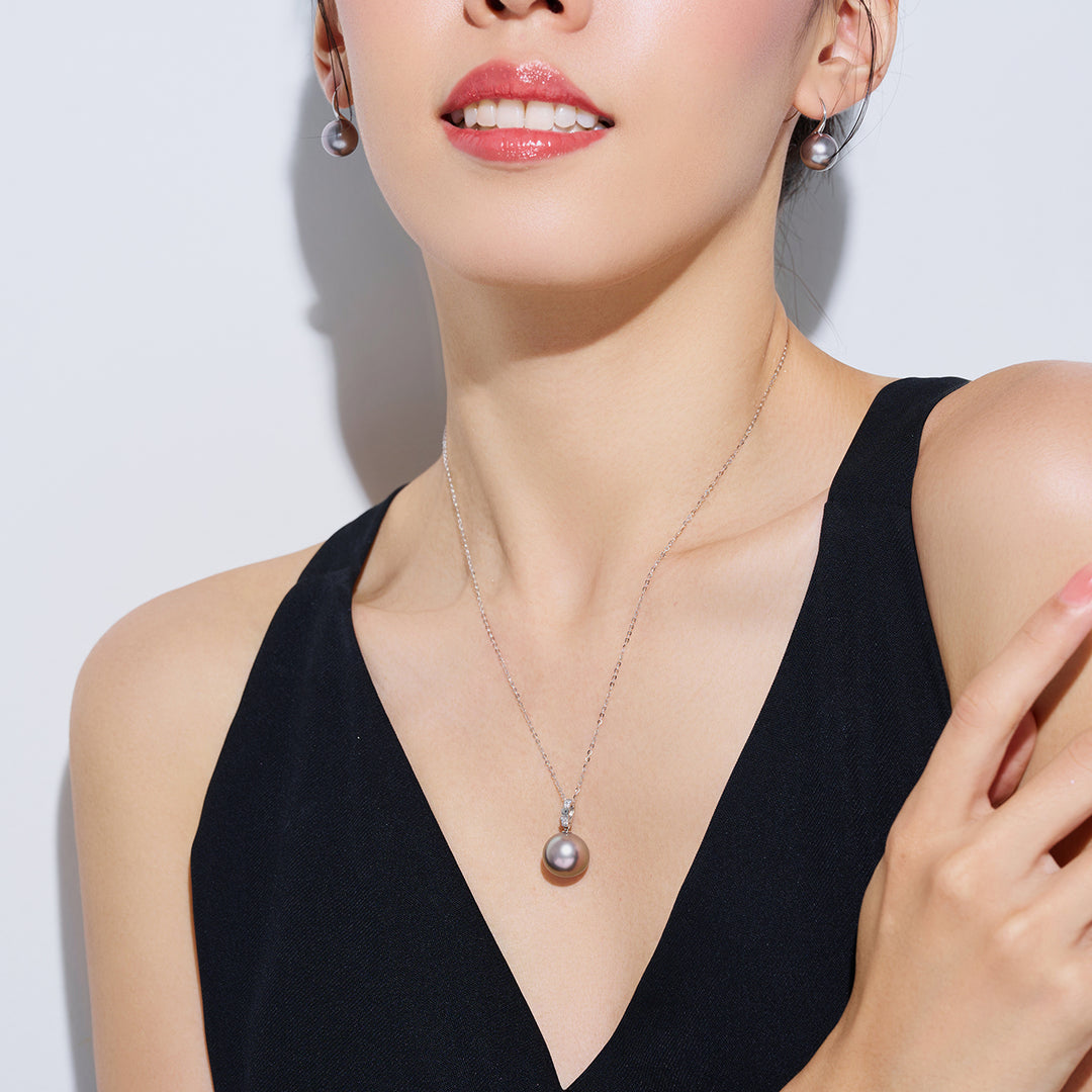 18K Solid Gold Saltwater Tahitian Pearl Necklace KN00320 - PEARLY LUSTRE
