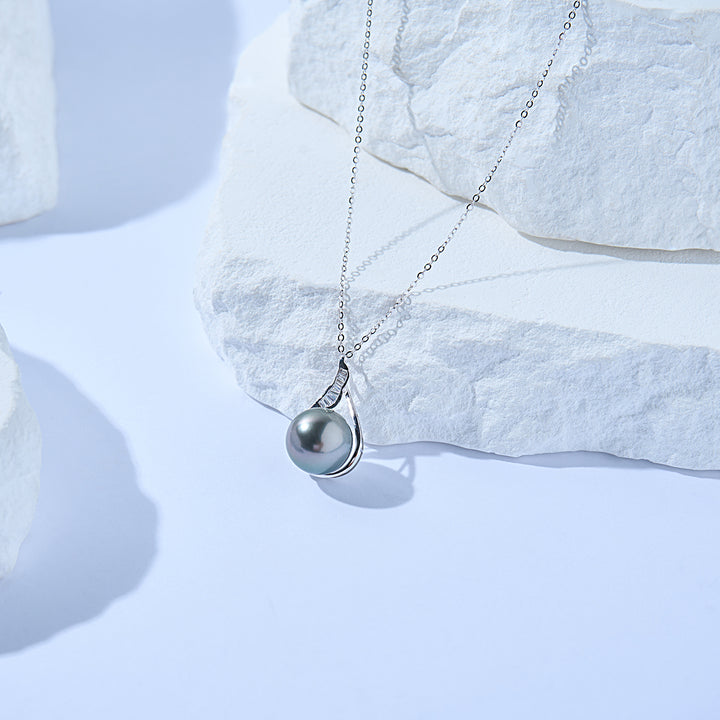 18K Solid Gold Exceptional Saltwater Tahitian Pearl Necklace KN00321 - PEARLY LUSTRE