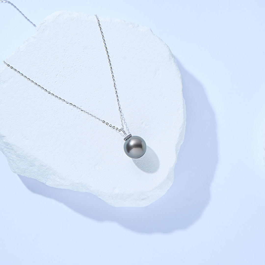 18K Solid Gold Saltwater Tahitian Pearl Necklace KN00322 - PEARLY LUSTRE