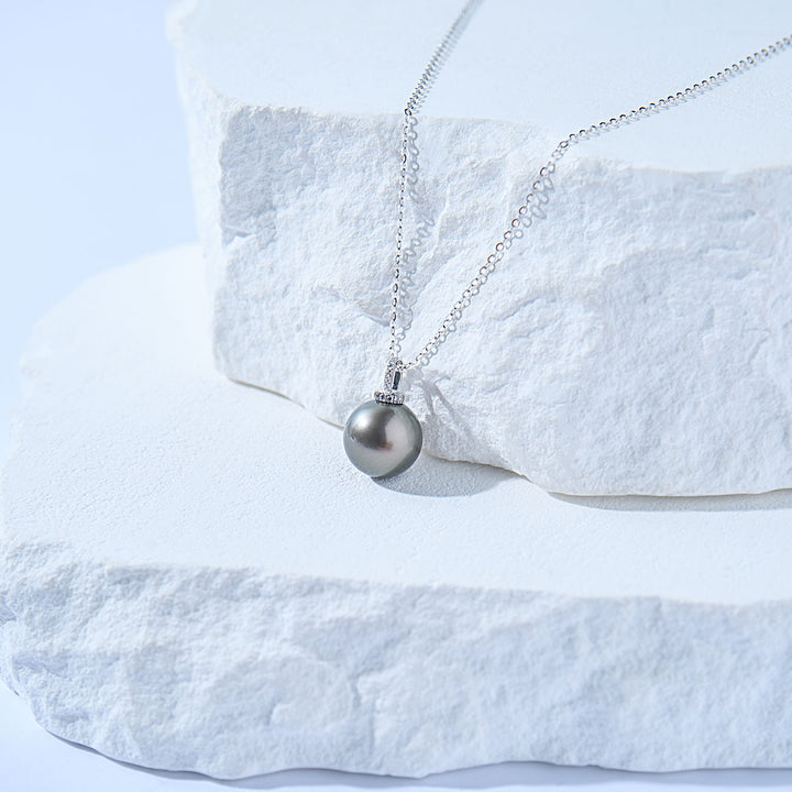 18K Solid Gold Saltwater Tahitian Pearl Necklace KN00322 - PEARLY LUSTRE