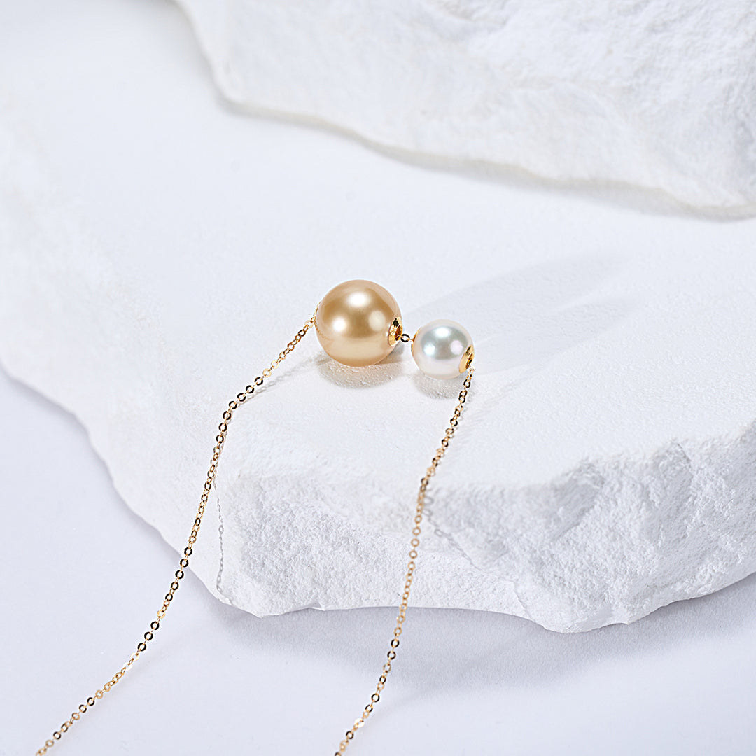 18k Gold South Sea Golden Pearl Necklace KN00329 | POSSIBILITIES - PEARLY LUSTRE