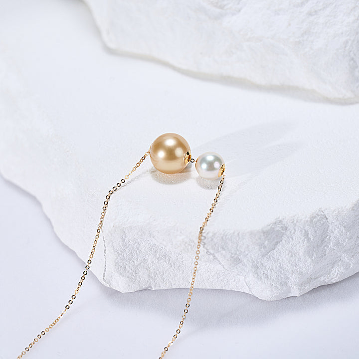 18k Gold South Sea Golden Pearl Necklace KN00329 | POSSIBILITIES - PEARLY LUSTRE