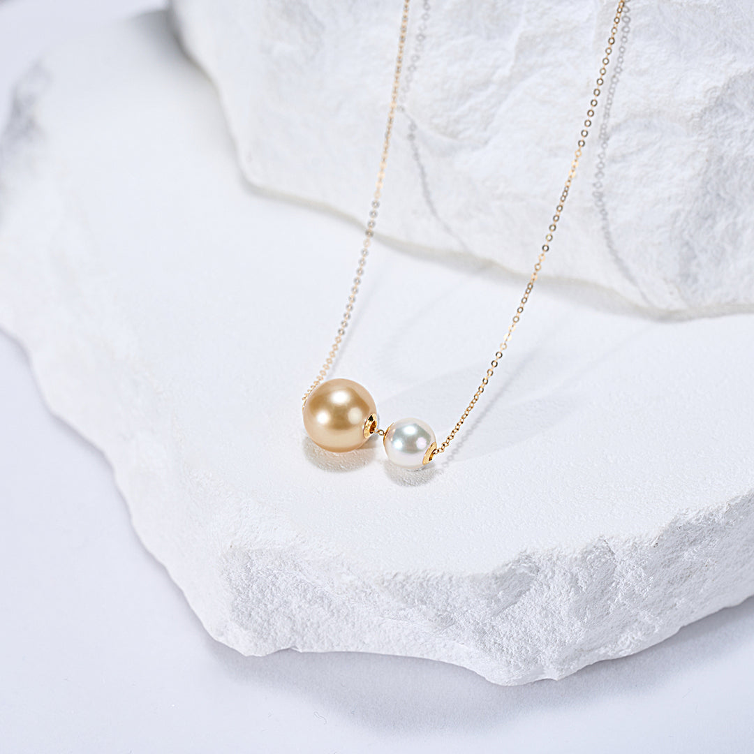 18k Gold South Sea Golden Pearl Necklace KN00329 | POSSIBILITIES - PEARLY LUSTRE