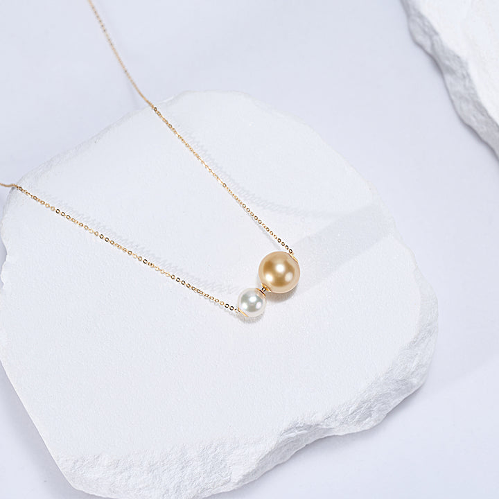 18k Gold South Sea Golden Pearl Necklace KN00329 | POSSIBILITIES - PEARLY LUSTRE
