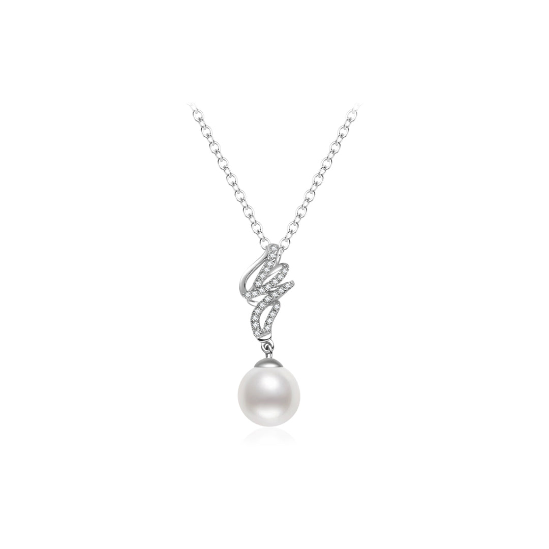 18K Solid Gold Diamond Akoya Pearl Necklace KN00340 | LOVE - PEARLY LUSTRE