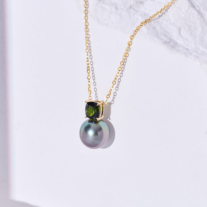 18K Solid Gold Saltwater Tahitian Pearl Necklace KN00346 - PEARLY LUSTRE