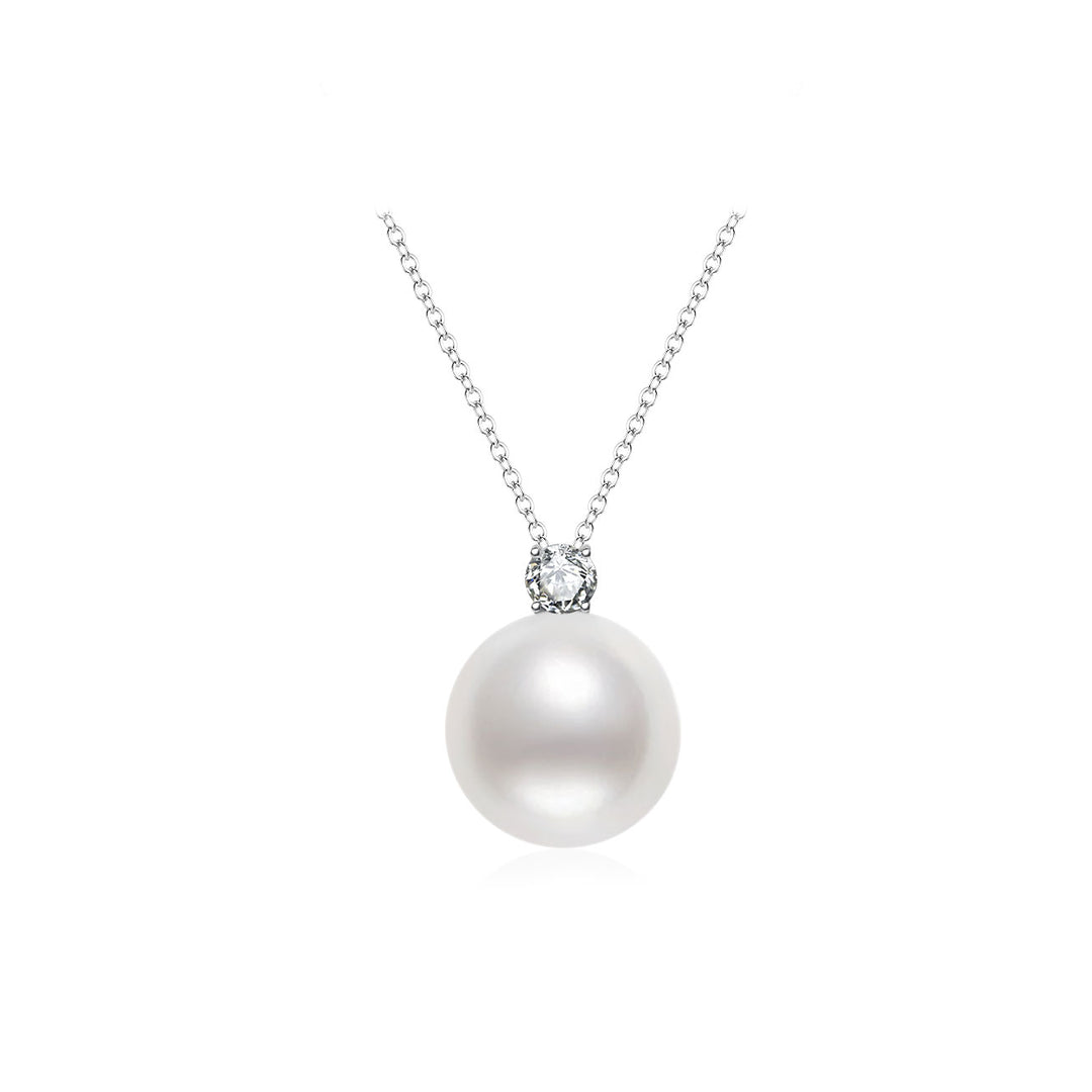 18K Solid Gold Australian White South Sea Necklace KN00347