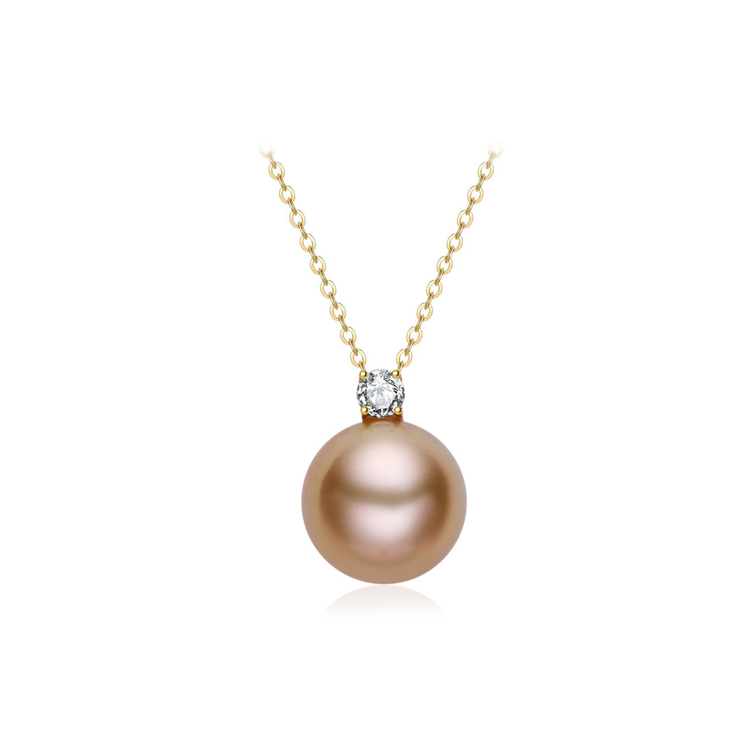 18K Solid Gold South Sea Golden Pearl Necklace KN00351