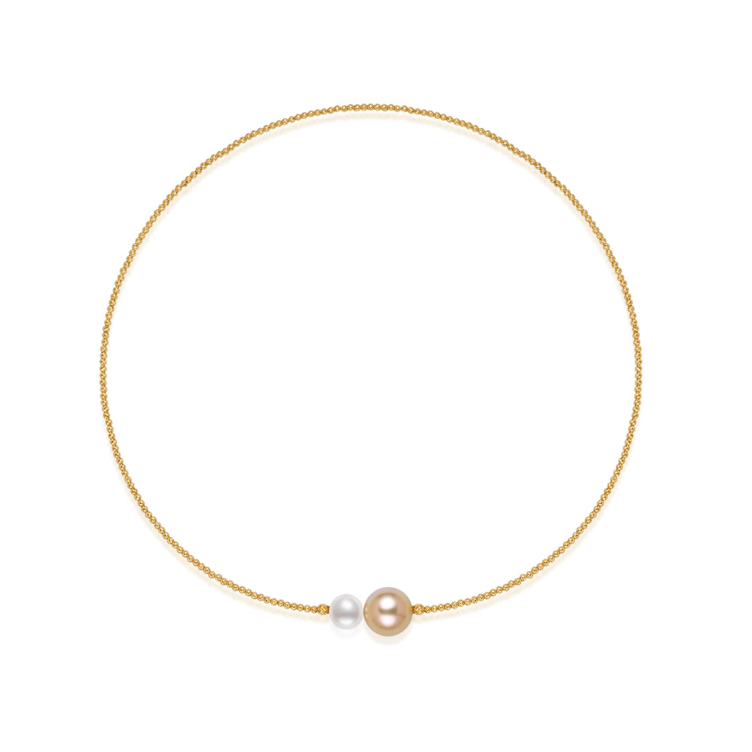 18k Gold South Sea Golden & Akoya Pearl Necklace KN00357 | HARMONY - PEARLY LUSTRE