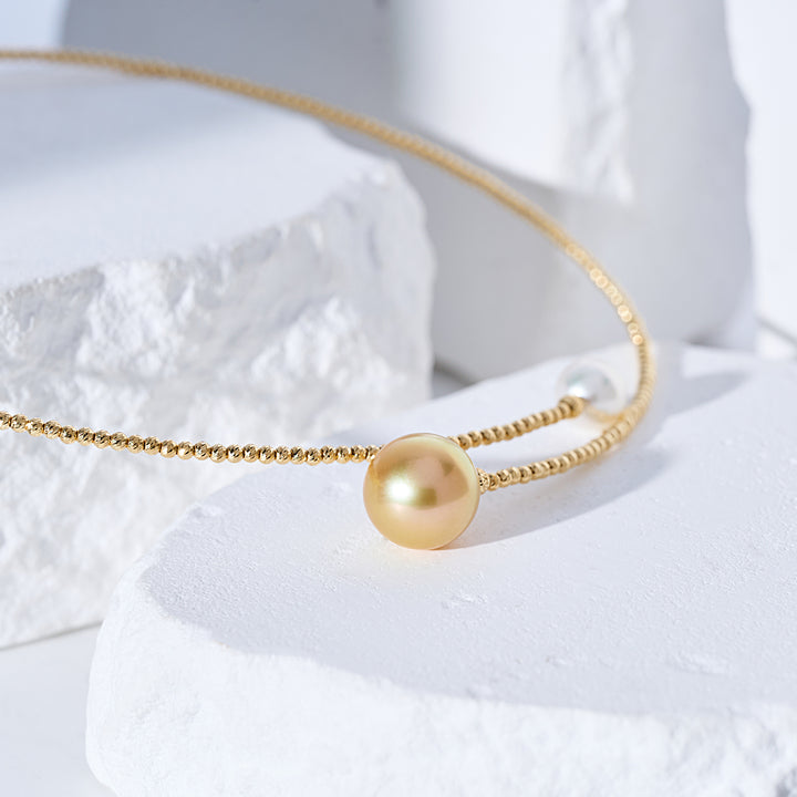 18k Gold South Sea Golden & Akoya Pearl Necklace KN00357 | HARMONY