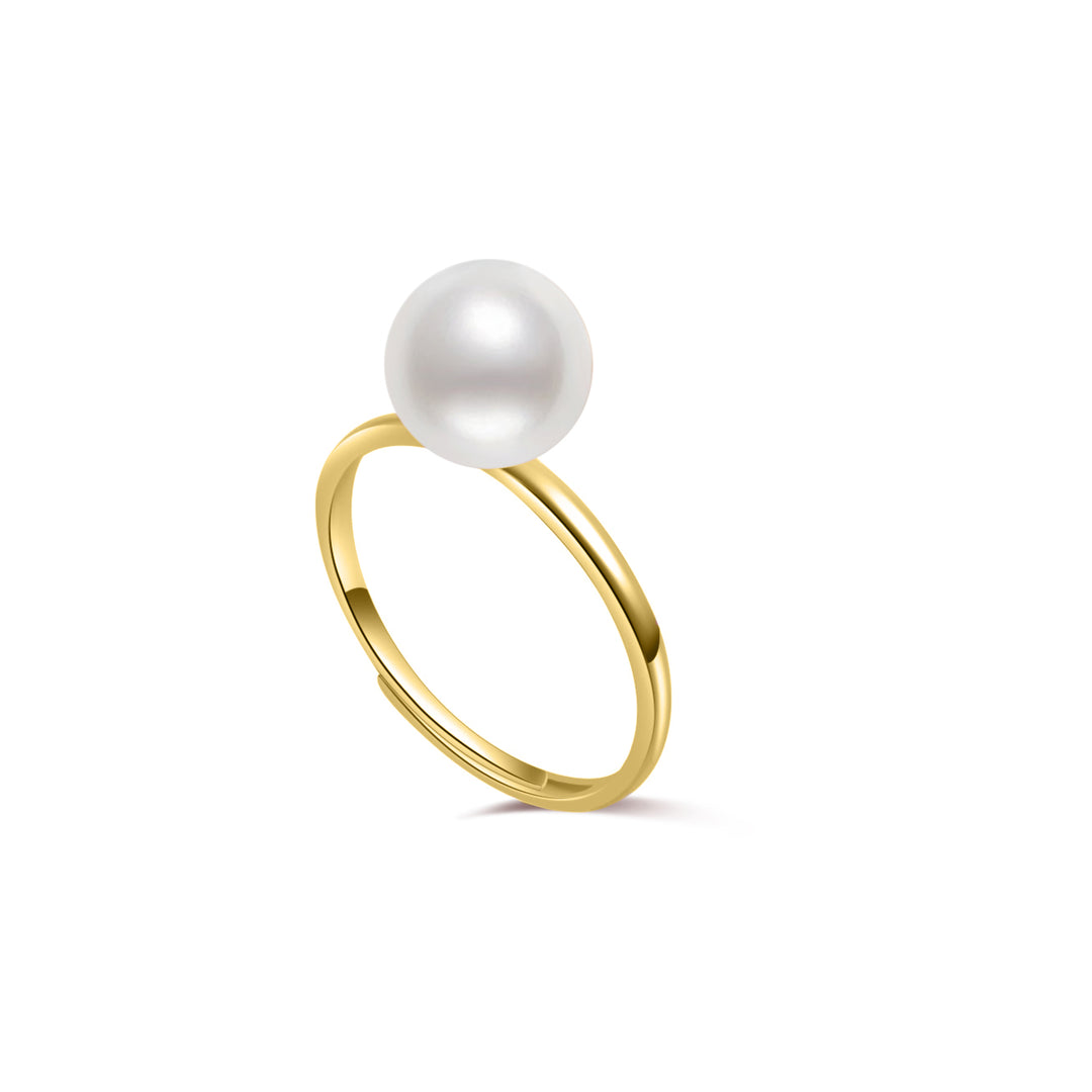 18K Solid Gold Interchangeable Freshwater Pearl Ring KR00015 | Possibilities - PEARLY LUSTRE