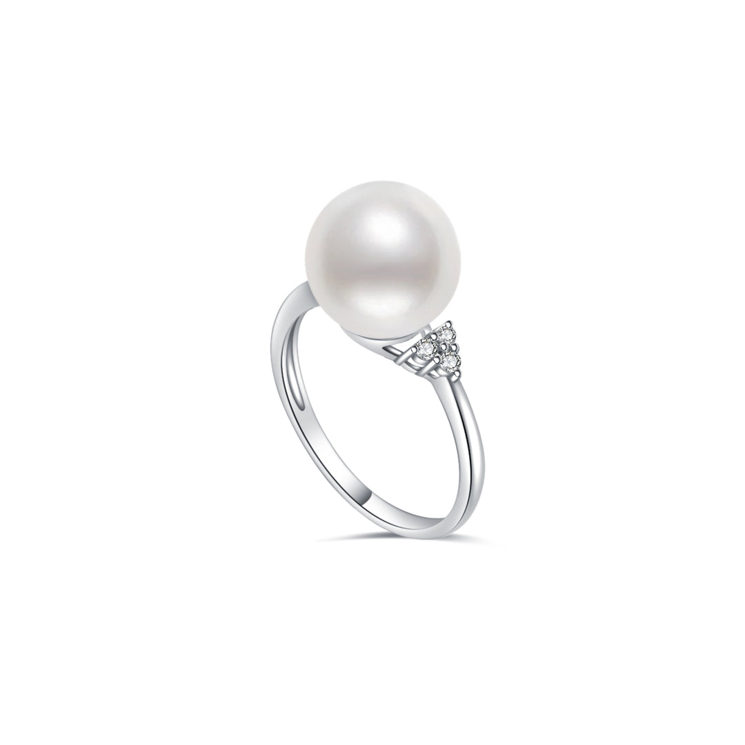 18K Diamond Australian White South Sea Pearl Ring KR00053 - PEARLY LUSTRE