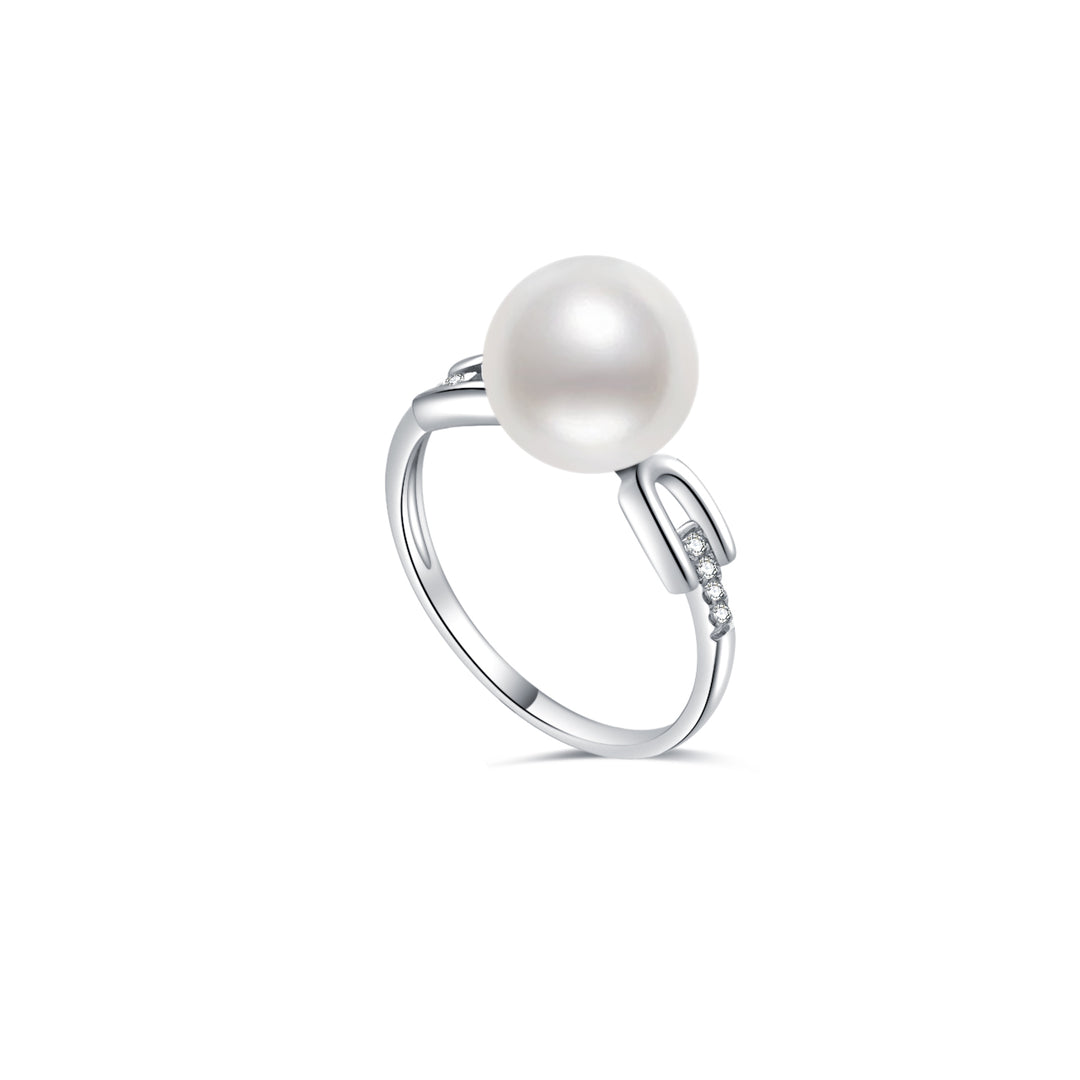 18K Diamond Australian White South Sea Pearl Ring KR00055 - PEARLY LUSTRE