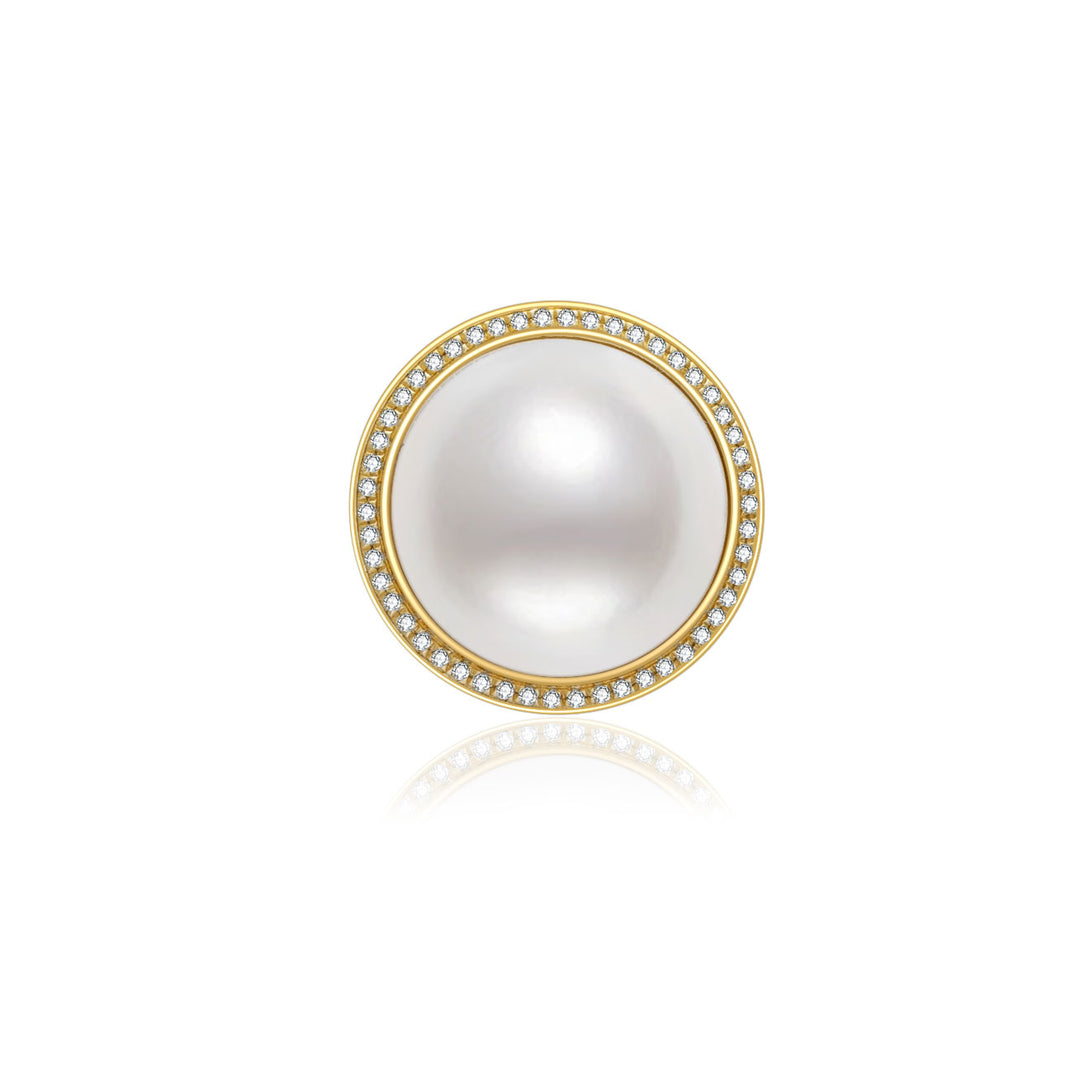 18K Diamond Edison Mabe Pearl Ring KR00057 - PEARLY LUSTRE