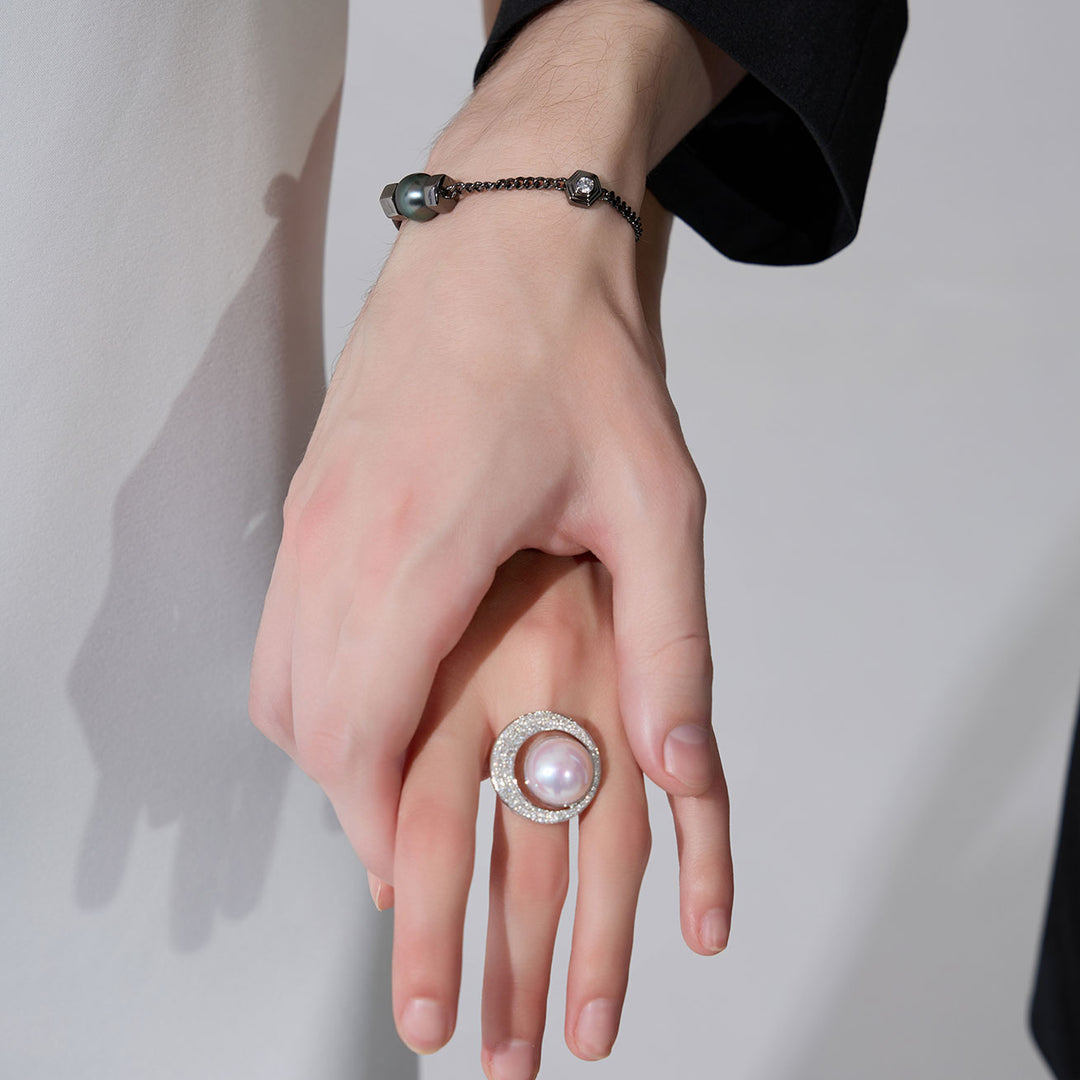 18K Diamond Edison Mabe Pearl Ring KR00063 | Si Dian Jin - PEARLY LUSTRE