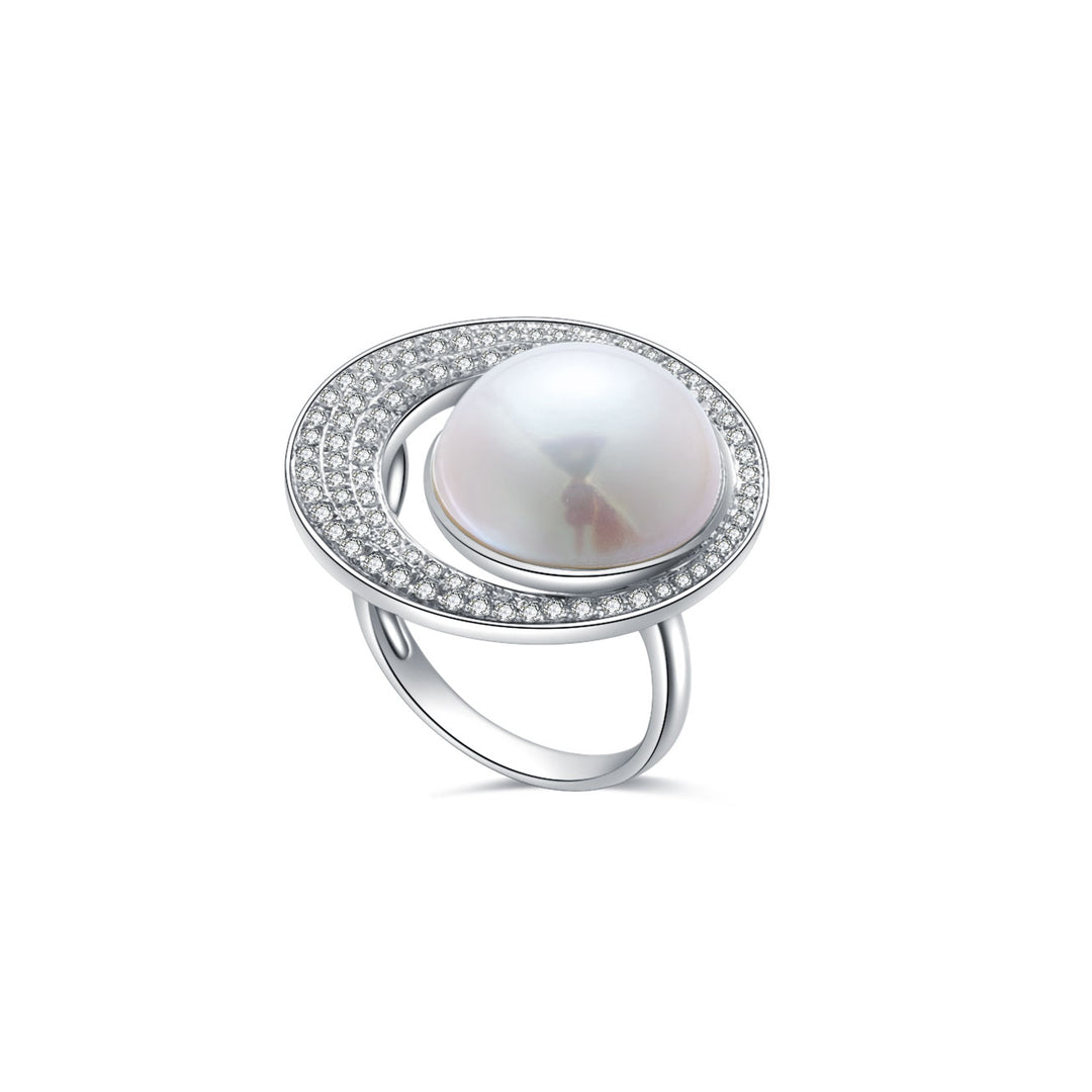 18K Diamond Edison Mabe Pearl Ring KR00063 | Si Dian Jin - PEARLY LUSTRE