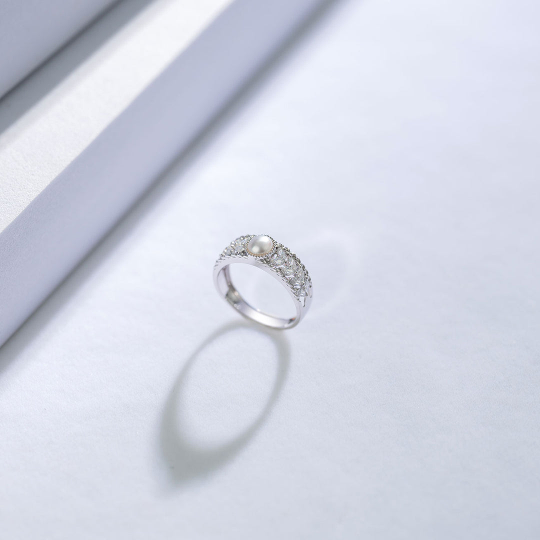 18K South Sea White Pearl Ring KR00064 - PEARLY LUSTRE