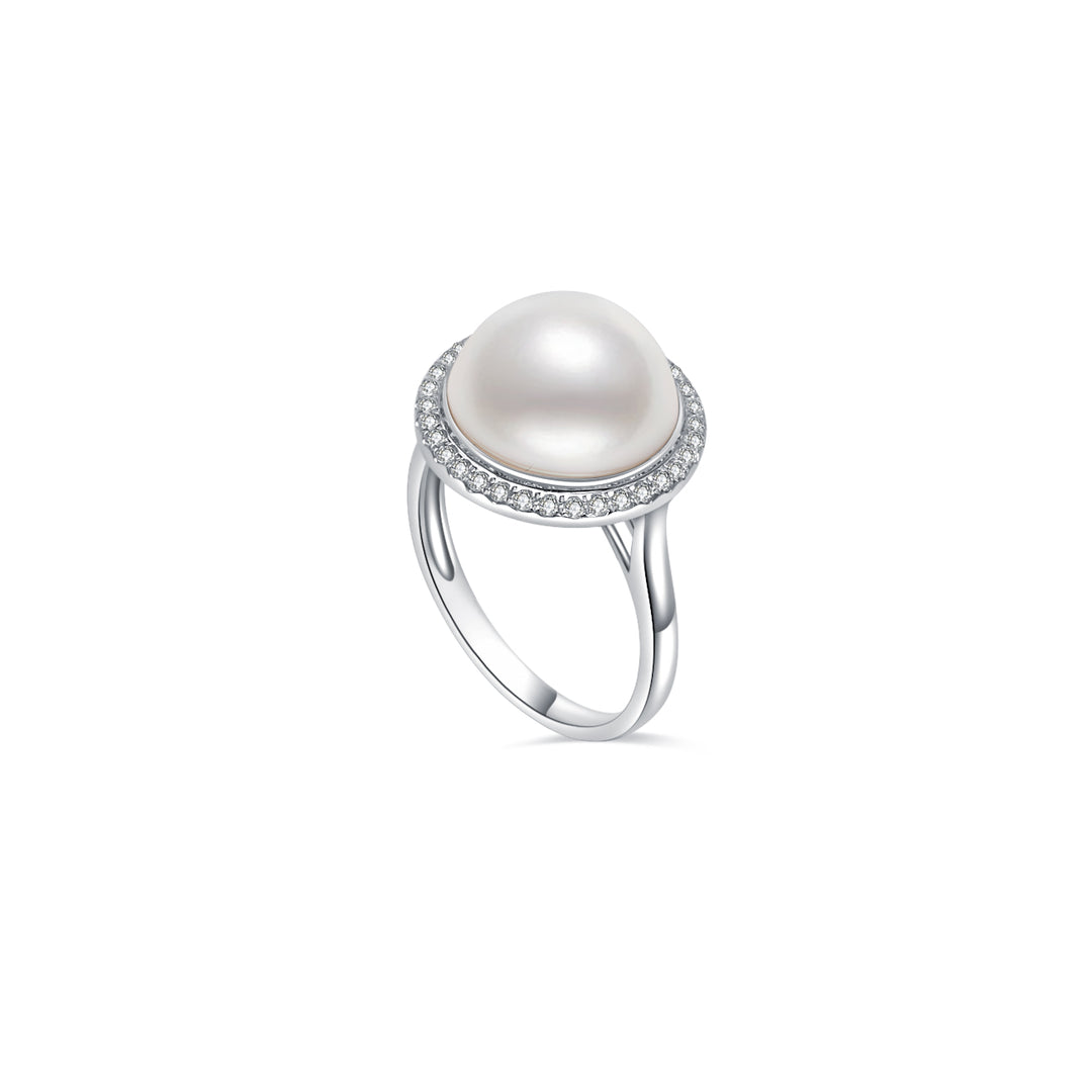 18K Diamond Edison Mabe Pearl Ring KR00066 - PEARLY LUSTRE