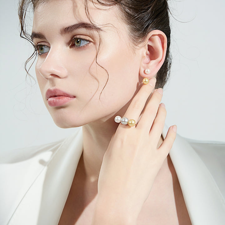 18K Solid Gold South Sea Golden Pearl Ring KR00080 - PEARLY LUSTRE