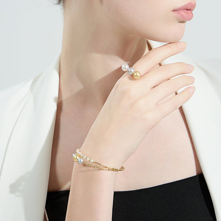 18K Solid Gold South Sea Akoya Pearl Bracelet KB00033 - PEARLY LUSTRE