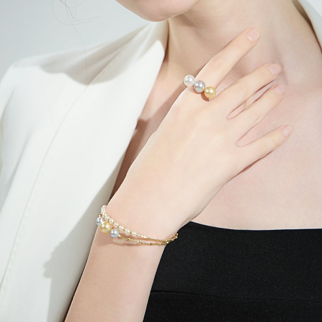 18K Solid Gold South Sea Akoya Pearl Bracelet KB00033 - PEARLY LUSTRE