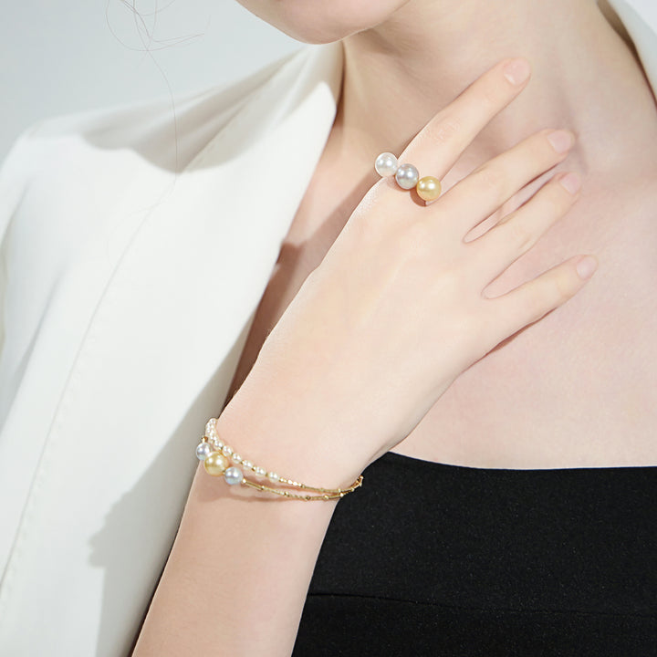 18K Solid Gold South Sea Akoya Pearl Bracelet KB00033 - PEARLY LUSTRE