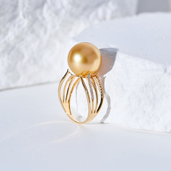 18K 순금 남해 황금진주 반지 KR00090