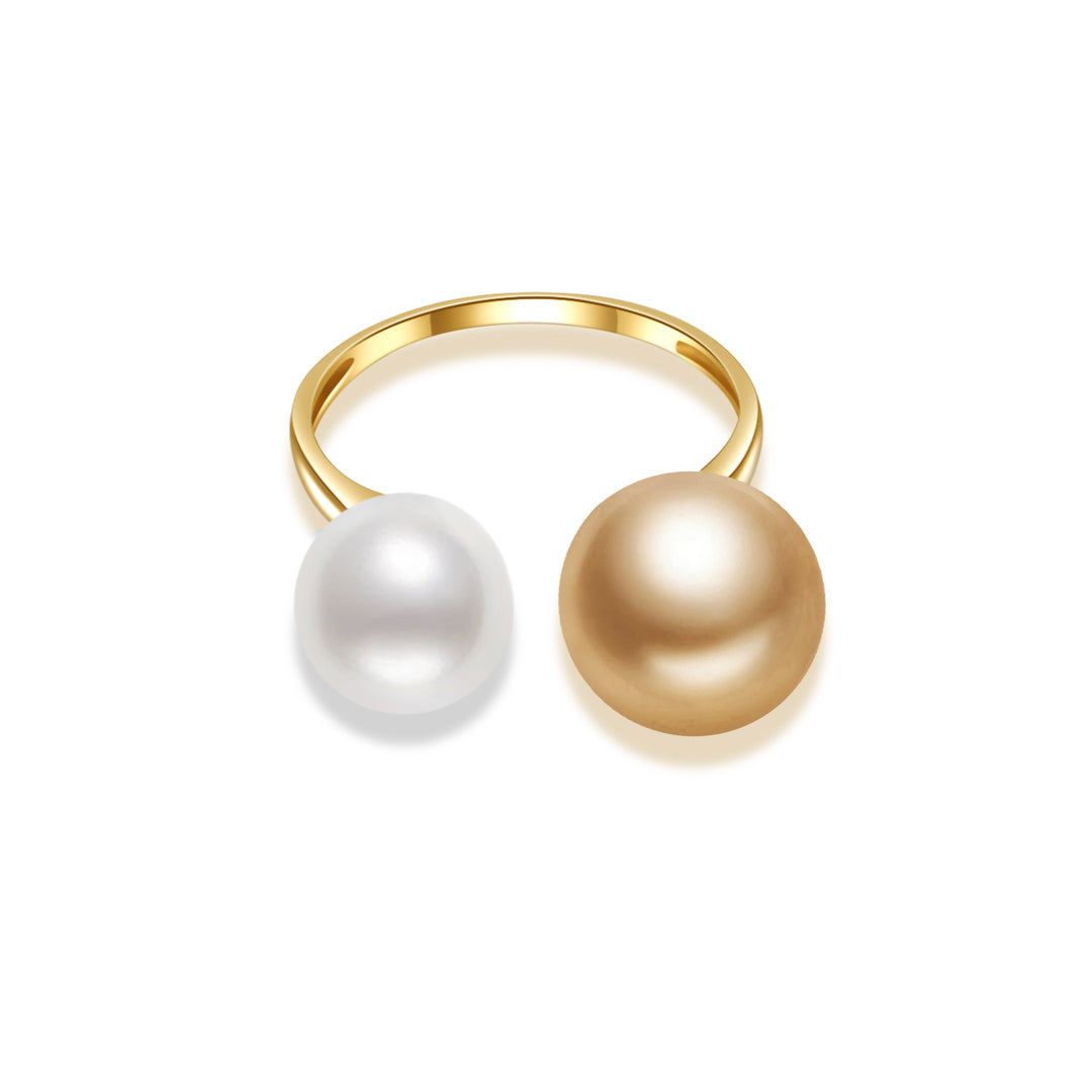 18K Gold Southsea & Akoya Pearls Ring KR00092 - PEARLY LUSTRE