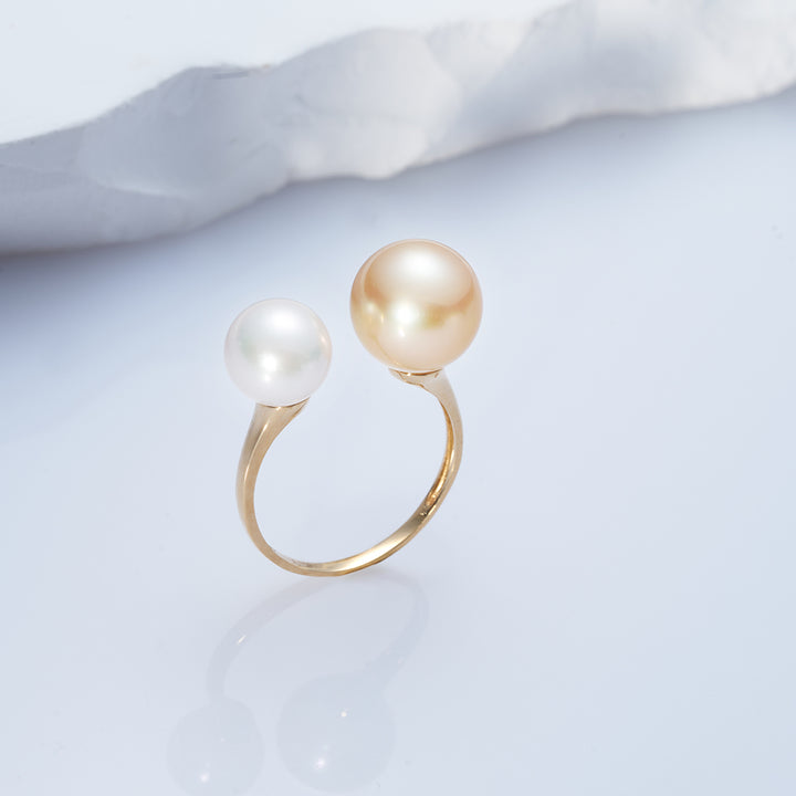 18K Gold Southsea & Akoya Pearls Ring KR00092 - PEARLY LUSTRE