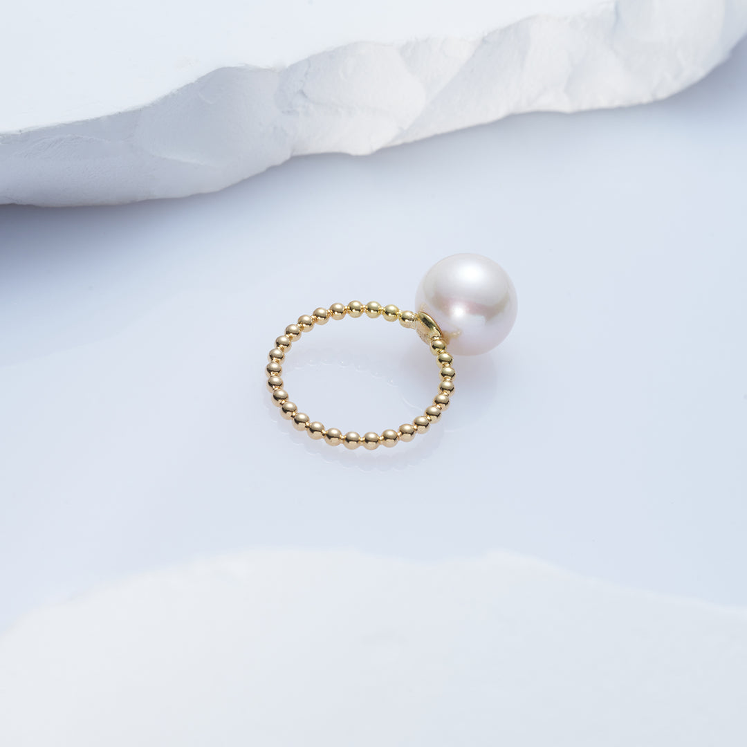 Top Grade 18K Gold Edison Pearl Ring KR00093 - PEARLY LUSTRE