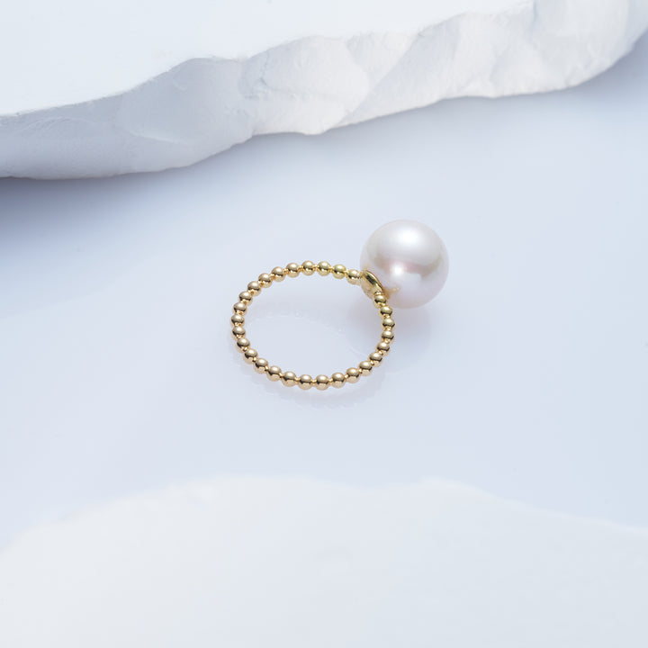 Top Grade 18K Gold Edison Pearl Ring KR00093 - PEARLY LUSTRE