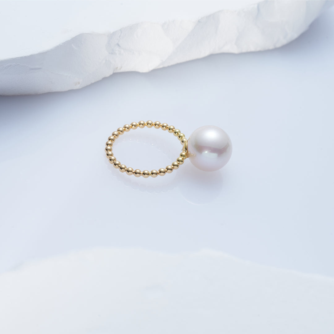 Top Grade 18K Gold Edison Pearl Ring KR00093 - PEARLY LUSTRE