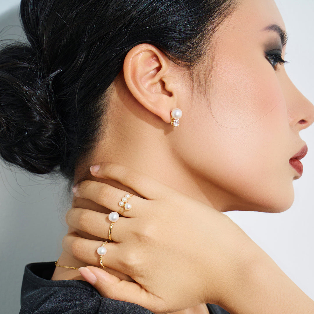Clip-On Freshwater Pearl Earrings WE00785 - PEARLY LUSTRE