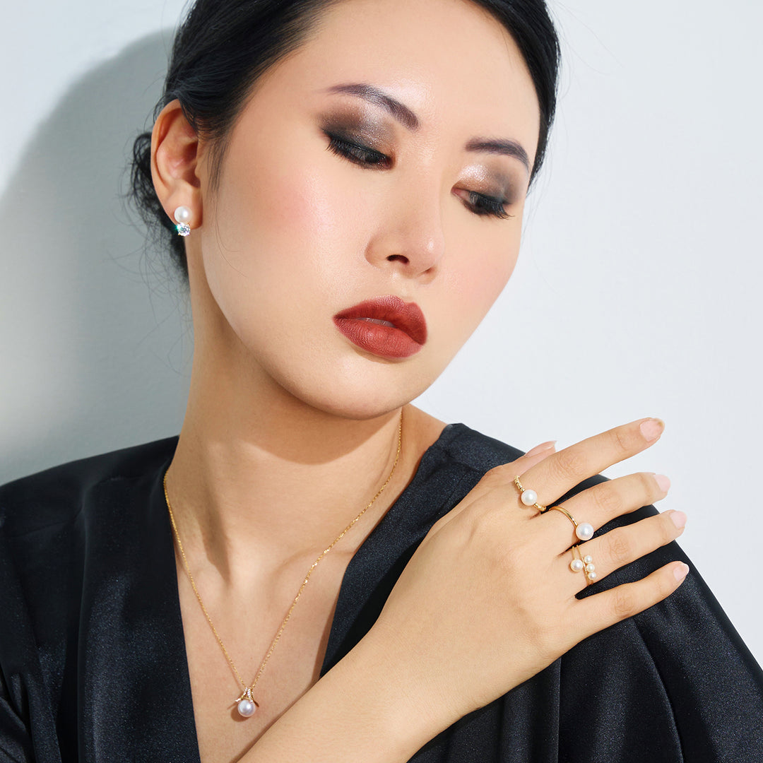 Top Grade 18K Gold Edison Pearl Ring KR00093 - PEARLY LUSTRE