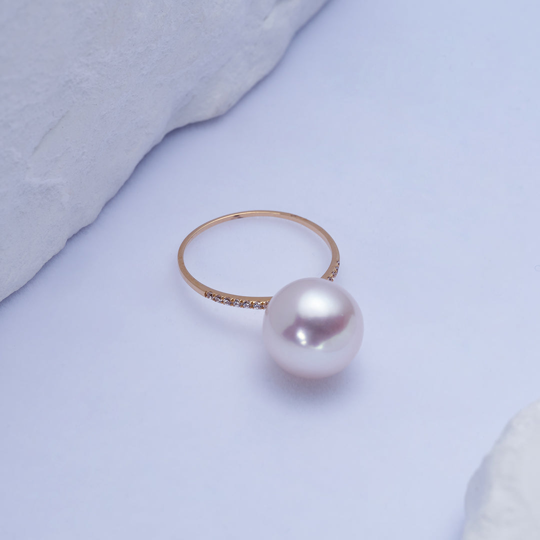 Top Grade 18K Gold Edison Pearl Ring KR00097 - PEARLY LUSTRE