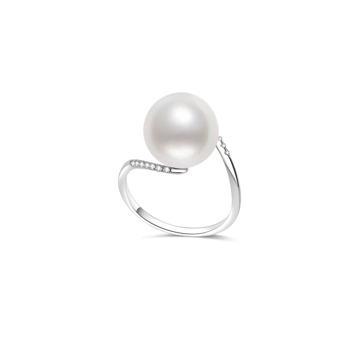 18K Gold Australian White South Sea Pearl Ring KR00099 - PEARLY LUSTRE