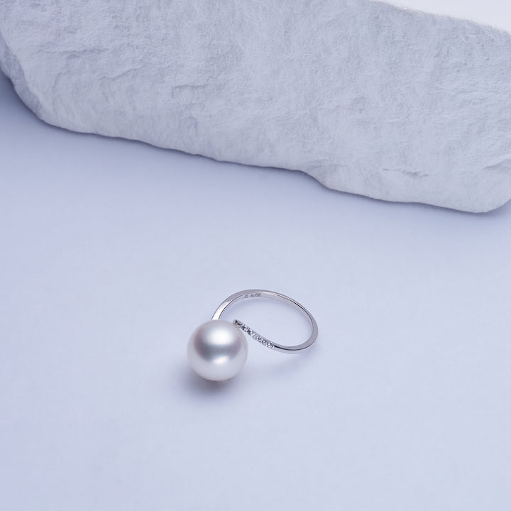 18K Gold Australian White South Sea Pearl Ring KR00099 - PEARLY LUSTRE