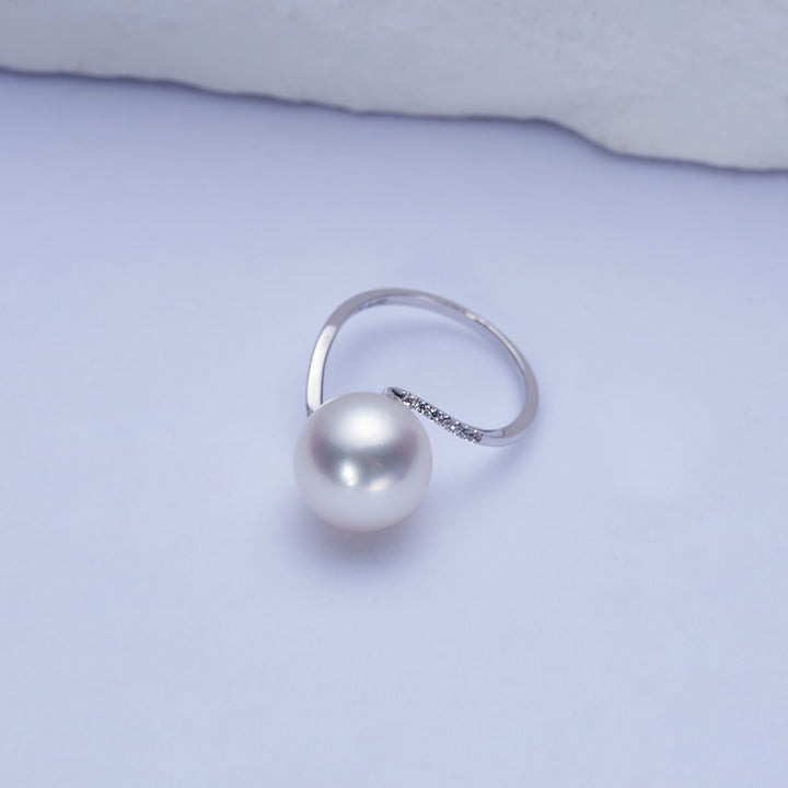 18K Gold Australian White South Sea Pearl Ring KR00099 - PEARLY LUSTRE