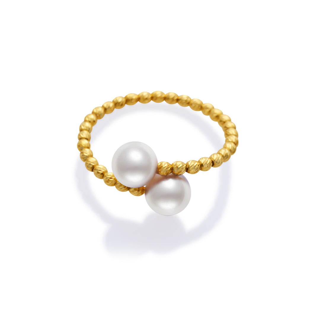 18k Solid Gold Akoya Pearl Ring KR00101 - PEARLY LUSTRE