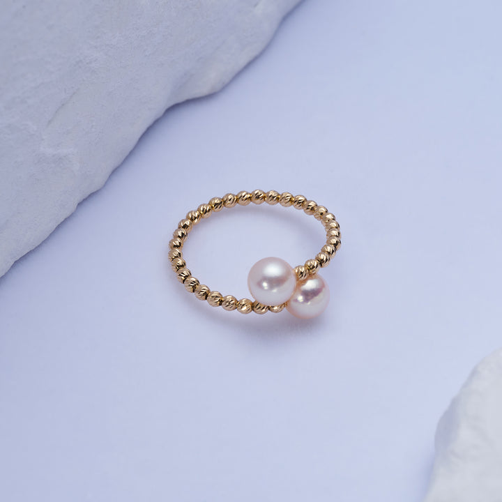 18k Solid Gold Akoya Pearl Ring KR00101 - PEARLY LUSTRE