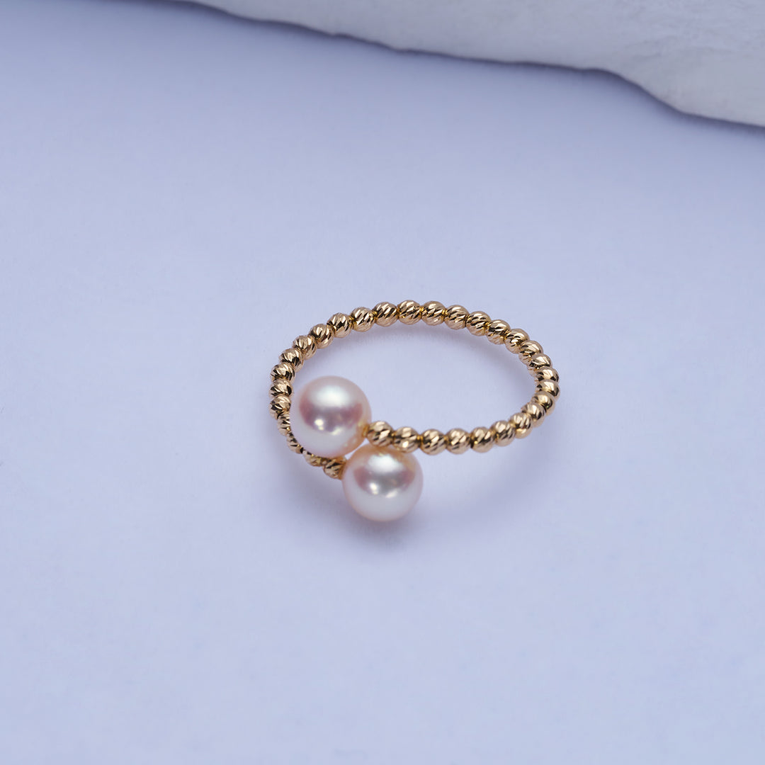 18k Solid Gold Akoya Pearl Ring KR00101 - PEARLY LUSTRE