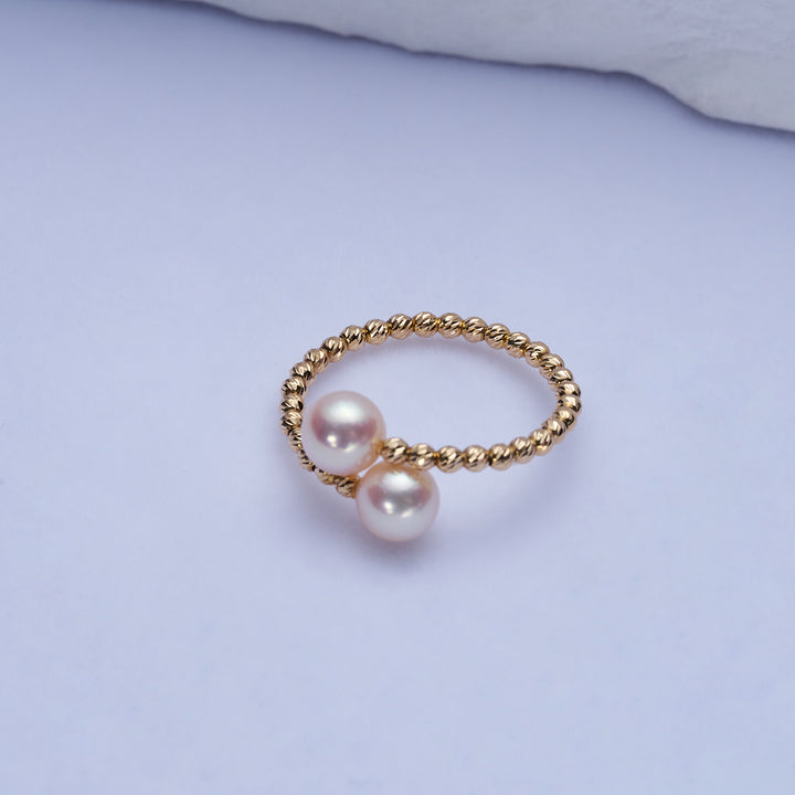 18k Solid Gold Akoya Pearl Ring KR00101 - PEARLY LUSTRE